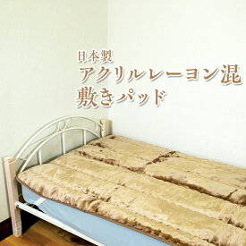【ふるさと納税】日本製 アクリルレーヨン混 敷きパッド ベージュ グレー ※離島への配送不可