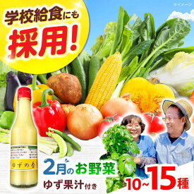 【ふるさと納税】【数量限定】厳選！旬を味わう有機野菜詰め合わせ 2月（10〜15種）＆農家さん自家製ゆず果汁 200ml×1本セット 野菜 やさい 新鮮 産地直送 旬 人気 お取り寄せ 野菜詰め合わせ 野菜セット ゆず 柚子 ゆず果汁 自家製 大阪府高槻市/高槻あぐり[AOCS004]