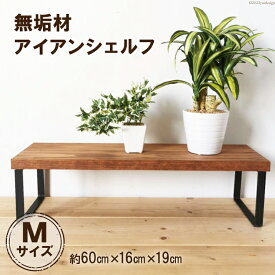 【ふるさと納税】無垢材とアイアンのシェルフ ブラウン Mサイズ 60cm リビング 玄関 植物 完成品｜新星金属製作所 大阪府 守口市 [0872r]