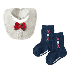 【ふるさと納税】A131 ミキハウス スタイ＆ソックスギフトセット(赤)【ベビー靴下 ベビースタイ ビブ よだれかけ 出産 男の子 女の子 かわいい キャラクター カラフル ベビー ベビー用品 赤ちゃん みきはうす 乳児 新生児 子供服 こども】