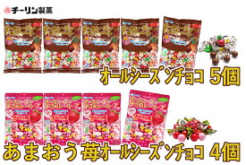 【ふるさと納税】A298 80gオールシーズンチョコ 5袋・100gあまおう苺オールシーズンチョコ4袋のセット【チーリン製菓 チョコレート お菓子 詰め合わせ セット 9袋 いちご マイルドチョコレート 個包装 大阪府 八尾】