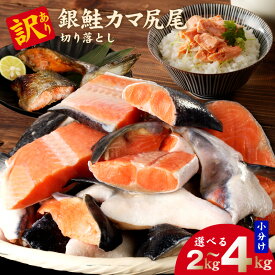 【ふるさと納税】訳あり 銀鮭 カマ 尻尾 切り落とし 2kg / 4kg 小分け 1kg × 2P / 4P 鮭 サーモン 脂の乗り抜群 食品 食べ物 魚 魚介類 海鮮 おかず お弁当 鮭カマのあら汁 塩焼き 使いやすい 冷凍 お取り寄せ 大阪府 泉佐野市 送料無料