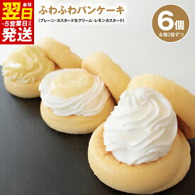 【ふるさと納税】パンケーキ 3種 6個入 ( プレーン / カスタード生クリーム / レモンカスタード ) パンケーキカフェcafeblow カスタード ふわふわパンケーキ お取り寄せ スイーツ おやつ ギフト 贈り物 熨斗 対応可 誕生日 最短 翌日発送 5営業日 泉佐野市 送料無料