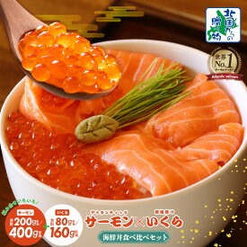 【ふるさと納税】【北国からの贈り物】 アトランティックサーモン いくら醤油漬け 海鮮丼 食べ比べ セット 選べる 内容量 空飛ぶサーモン イクラ 濃厚 旨味 新鮮 厳選 脂のり サーモン 鮭 お刺身 海鮮丼 カルパッチョ 魚介 海鮮 冷凍 年内発送 大阪府 泉佐野市 送料無料