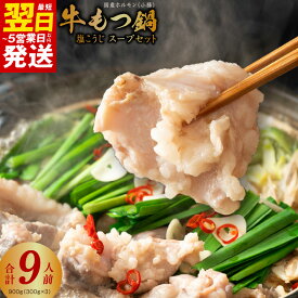 【ふるさと納税】国産 牛もつ鍋セット 9人前 ホルモン 塩こうじ スープセット 楽天限定 肉の泉佐野 最短 翌日発送 5営業日
