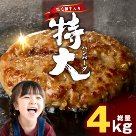 【ふるさと納税】＼すぐ届く／ 黒毛和牛入り 特大ハンバーグ 200g × 20個 黒毛和牛 冷凍 小分け 個包装 お弁当 惣菜 おかず 焼くだけ 簡単調理 便利 シンプルな味付け 食品 お取り寄せ 泉佐野市 送料無料 肉の泉佐野