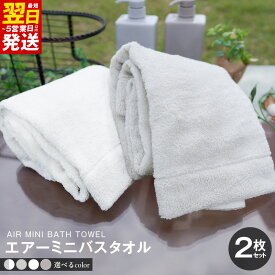 【ふるさと納税】タオル エアー ミニバスタオル 2枚 選べるカラー ホワイト / ライトグレー / ブラウン 吸水 シンプル 使いやすい 日本製 バスタオル 泉州タオル コンパクトサイズ パイル 綿100％ 無地 吸水力 関西 大阪 最短 翌日発送 5営業日 泉佐野市 送料無料
