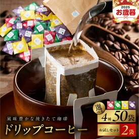 【ふるさと納税】★高評価 ドリップコーヒー 業務用 4種 50袋 / お試し 2種 2袋 セット 発送時期が選べる パック ブレンド オフィス アウトドア アラビカ種豆 深煎り 中深煎り 中煎り 飲料 珈琲 工場直送 本格 詰合せ 満足度96%以上 発送月 年内発送 泉佐野市 送料無料 YCH