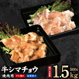 【ふるさと納税】牛シマチョウ 焼肉用 選べる 種類 内容量 タレ漬け / 塩麹漬け 500g / 1.5kg シマチョウ 希少部位 味付け 小分け 焼くだけ 簡単調理 ホームパーティ BBQ 煮込み おつまみ 牛肉 ホルモン 大阪府 泉佐野市 お取り寄せグルメ 送料無料 肉の泉佐野