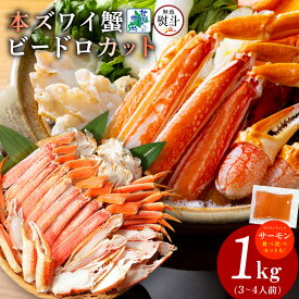 【ふるさと納税】北国からの贈り物 本ズワイ 1kg前後 選べる 種類 無地熨斗 3L 〜 4L サイズ 食べ比べ サーモン ビードロカット 蟹酢付き 昆布塩加工 しゃぶしゃぶ 刺身 蟹雑炊 かに 脚 蟹足 ズワイガニ 海の幸 魚介類 鍋料理 大阪府 泉佐野市 送料無料