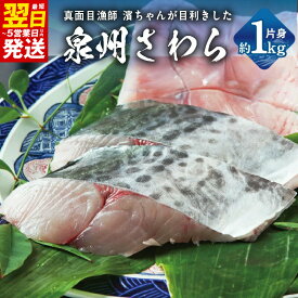 【ふるさと納税】泉州 鰆 片身 約 1kg 鮮度抜群 大ぶり 極肉厚 脂とろり 大阪湾 国産 急速冷凍 冷凍 鮮魚 魚介 魚 海産物 海の幸 塩焼き 焼き魚 おかず お弁当 お取り寄せ お取り寄せグルメ 最短 翌日発送 5営業日 泉佐野市 送料無料 年内発送