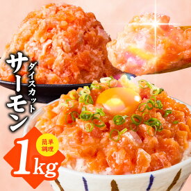 【ふるさと納税】サーモン ダイスカット 500g × 2P 合計 1kg 銀鮭 鮭 小分け パック 一口サイズ ダイスカット済み ダイス カット済み 冷凍 生食 海鮮 魚 鮮魚 海鮮丼 刺身 ポキ 手巻き寿司 寿司 業務用 家庭用 簡単調理 一人暮らし 東洋冷蔵 大阪府 泉佐野市 送料無料