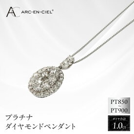 【ふるさと納税】ダイヤモンド ペンダント ネックレス 計 1.0ct プラチナ ジュエリー アルカンシェル オーバルシェイプ アクセサリー 宝石 プレゼント レディース ギフト 女性 鑑別書付き
