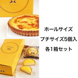 【ふるさと納税】《キリクリームチーズコンクール入賞！》グラタンチーズケーキ ホールサイズ＆プチサイズ5個入 各1箱セット｜スイーツ デザート 焼菓子 菓子 お菓子 洋菓子 贈答用 贈り物 ギフト プチギフト プレゼント 手土産 おやつ 小分け 包装 パック [0741]