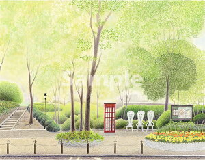 【ふるさと納税】渡辺美香子 版画作品「コートへのプロムナード(大全紙)」