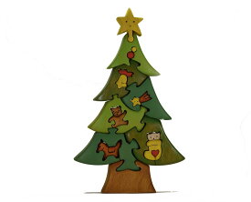 【ふるさと納税】クリスマスツリーMサイズ　知育玩具 木製パズル おもちゃ プレゼント 男の子 女の子 誕生日 クリスマス 子供 大人 ギフト つみき 積木 送料無料