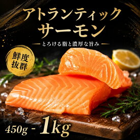 【ふるさと納税】 濃厚な味わい アトランティック サーモン 450g - 1kg 選べる 容量 魚 海鮮 刺し身 刺身 鮭 さけ サケ シャケ おすすめ ふるさと 海鮮食品 魚介類 魚介 ランキング 贈答用 ギフト 新鮮 生食 サーモン 発送時期 小分け ブロック 鮮度抜群 柵 海鮮丼 冷凍