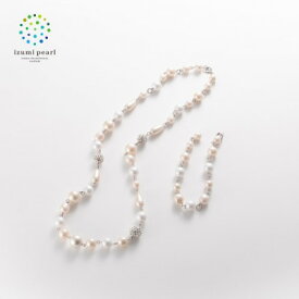 【ふるさと納税】《いずみパール》 クレイパヴェビーズ ネックレス&ブレスレット【AN129】_ クレイパヴェビーズ ラインストーン ネックレス ブレスレット セット アクセサリー 送料無料 大阪府 和泉市 【1499682】