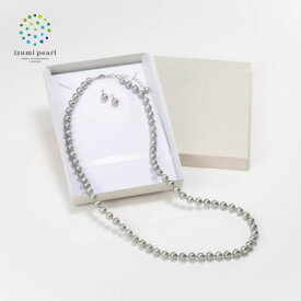 【ふるさと納税】《いずみパール》 コットンパール　ロングネックレス・ピアスセット(グレー)【AN056】【1499725】