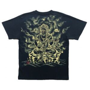 【ふるさと納税】手描きTシャツ 仏画 不動明王 黒 (半袖 Sサイズ)【1614981】