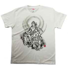 【ふるさと納税】手描きTシャツ 仏画 普賢菩薩 白 (半袖 Sサイズ)【1615091】
