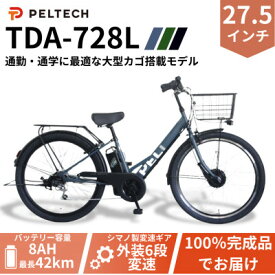 【ふるさと納税】【100%完成車納品】 PELTECH　27.5　V型電動アシスト自転車外装6段 TDA-728L【1626786】