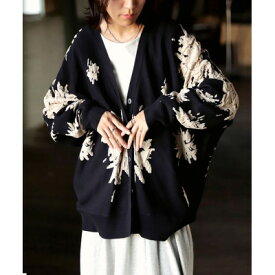 【ふるさと納税】【ANTIQUA/アンティカ】花柄カーディガン ブラック(PN-00492-05-Onesize)【1639351】