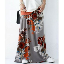 【ふるさと納税】【ANTIQUA/アンティカ】フラワーデザインスカート グレージュ(KE-03271-14-F)【1639358】