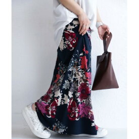 【ふるさと納税】【ANTIQUA/アンティカ】フラワーデザインスカート ネイビー(KE-03271-20-F)【1639361】