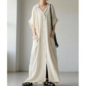 【ふるさと納税】【ANTIQUA】リネンタッチワンピース ナチュラル色 (PK-01340-01-Regular)【1639396】