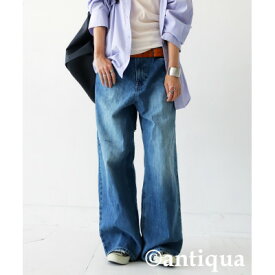 【ふるさと納税】【ANTIQUA/アンティカ】ワイドデニムパンツ　デニムブルー　L　(PL-00009-32-L)【1639403】