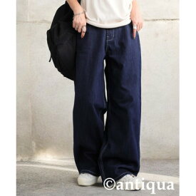 【ふるさと納税】【ANTIQUA/アンティカ】ワイドデニムパンツ ノンウォッシュ L　(PL-00009-20-L)【1639409】