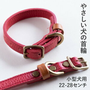 【ふるさと納税】首輪 本革 イタリアンレザー レッド 小型犬用 (22-28センチ)ペット用品【dc-01ss】【1663059】