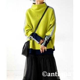 【ふるさと納税】【ANTIQUA/アンティカ】配色ニット レディース トップス 長袖(PN-00403-46-F)【1689966】