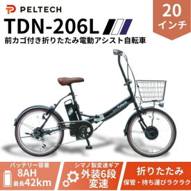 【ふるさと納税】20インチ 折り畳み電動アシスト自転車 外装6段変速:8AH (TDN-206L) 【ブラック】【配送不可地域：沖縄県】【1724721】