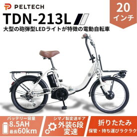 【ふるさと納税】20インチ折畳電動アシスト自転車 シマノ6段 前後キャリア LED(TDN-213L)【グレイ】【配送不可地域：沖縄県】【1724727】