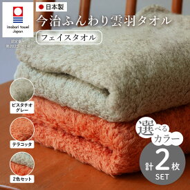 【ふるさと納税】＜選べるカラー＞今治ふんわり雲羽タオル フェイスタオルセット(2枚・テラコッタ/ピスタチオグレー) 今治タオル 今治ブランド 無撚糸 吸水性 肌触り やわらかタオル 高品質タオル 綿100％ 新生活 吸水タオル 敏感肌 ふわふわタオル 【m100-14】【トクダ】
