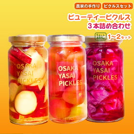 【ふるさと納税】＜選べる容量×発送回数＞＜農家の手作り ピクルスセット！＞ビューティーピクルス詰め合わせ(3～6本)｜ さつまいも プチトマト はちみつ 柚子 レッドキャベツ 酢漬け 漬物 おかず ヘルシー カラフル おつまみ 【m104-07】【エントランスファーム】