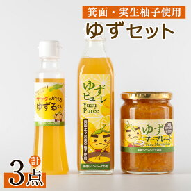 【ふるさと納税】＜数量限定＞箕面の実生ゆず使用！ゆずセット (ドレッシング・マーマレード・ピューレ) ジャム マーマーレード ギフト ゆず 柚子 セット 国産 柑橘 スイーツ ドレッシング 野菜 【m29-06】【手造りハンバーグの店】