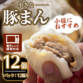 【ふるさと納税】＜おやつにも！＞小さな豚まん(12個入) 簡単 インスタント 冷凍食品 冷凍 中華 簡単調理 お手軽 本格 こだわり 電子レンジ レンジ セット 豚まん 点心 肉まん おやつ 軽食 溢れる【m47-05】【株式会社リ・ライフ】
