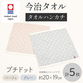 【ふるさと納税】今治タオルブランド プチドット タオルハンカチ(ベージュ3枚 グレー2枚 計5枚) 今治タオル ブランドタオル プチドット ジャガード織り ドット柄 タオルハンカチ ハンドタオル フェイスタオル 日本製 ガーゼ風 日用品 新登場 【m95-33】【小杉善】