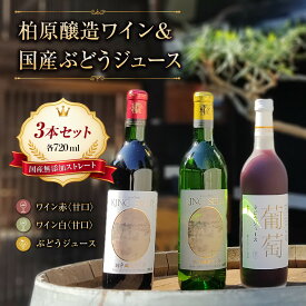 【ふるさと納税】ワイン 柏原醸造ワイン 赤 白 甘口 各1本 ぶどうジュース 1本 セット | 酒 お酒 赤ワイン 白ワイン ジュース 国産 アルコール 詰め合わせ カタシモワイナリー カタシモワインフード株式会社 大阪府 柏原市