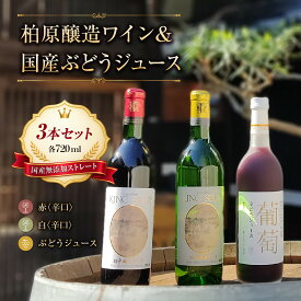 【ふるさと納税】ワイン 柏原醸造ワイン 赤 白 辛口 各1本 ぶどうジュース 1本 セット | お楽しみ 詰め合わせ 酒 お酒 赤ワイン 白ワイン 国産 アルコール カタシモワインフード株式会社 大阪府 柏原市