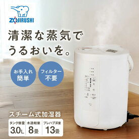 【ふるさと納税】加湿器 スチーム式加湿器 象印 EE-RU50-WA / 加湿器 家電 象印 卓上 コンパクト スチーム式 加熱式 蒸気式 静音 お手入れ簡単 フィルター フィルターレス フィルター不要 おしゃれ シンプル 8畳 13畳 / 大阪府藤井寺市/象印フレスコ株式会社[BLAA009]