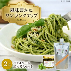 【ふるさと納税】ソース こだわりのバジルソース 詰め替えセット / ジェノベーゼ 業務用 手作り 自家製 パウチ 冷凍保存 常温保存 イタリアン パスタソース パスタ ハーブ ギフト 贈答 国産 プレゼント 詰め替え 手土産 お取り寄せ / 大阪府藤井寺市/basil.sc[BLAU003]