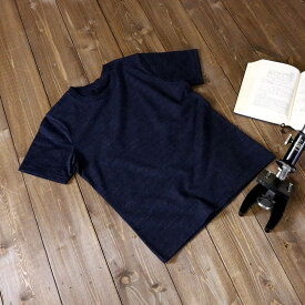 【ふるさと納税】東大阪繊維研究所 ペルー超長綿アイレット襟レディースTシャツ S Navy