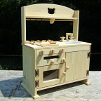 手作り木製「棚付き」ままごとキッチン 魚焼きグリル付き すかし入り GHK-R2 素材色 おままごと ままごと キッチン おもちゃ 木 木製 手づくり 手作り