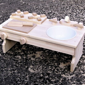 【ふるさと納税】手作り木製 ままごとキッチンRHK-LX 座って遊べるテーブルサイズ 素材色
