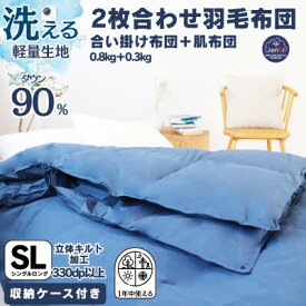 【ふるさと納税】【洗える羽毛布団】羽毛本掛け布団シングル 2枚合わせ洗濯可国産 抗菌防臭防ダニ ネイビー【1310543】