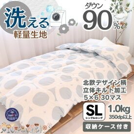 【ふるさと納税】【洗える】羽毛布団シングル 羽毛1.0kg 北欧デザイン グレー抗菌防臭加工あったかい日本製【1443284】